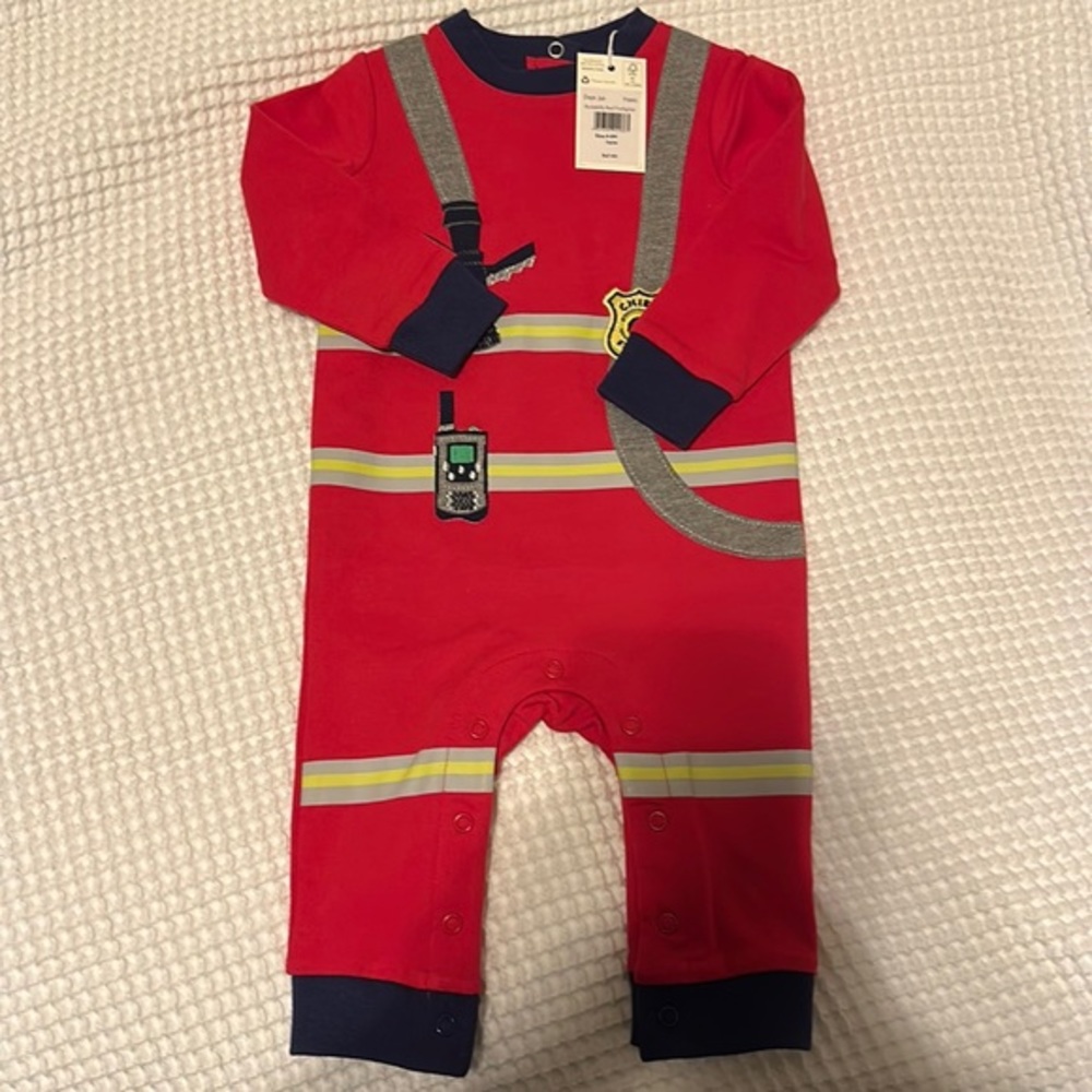 Baby Boden One Piece Fire Department Themed Outfit NWT 6-9 months